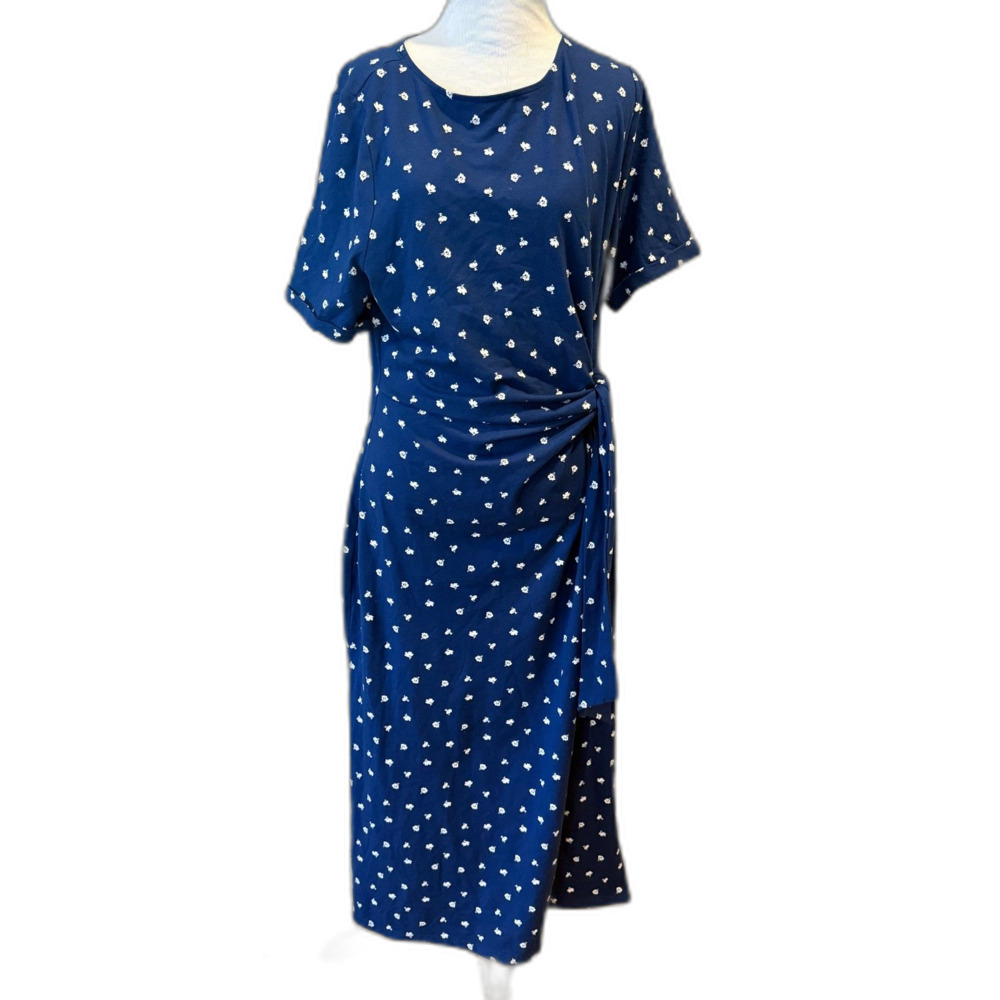 XL On 34TH NWT blue white flowers dress